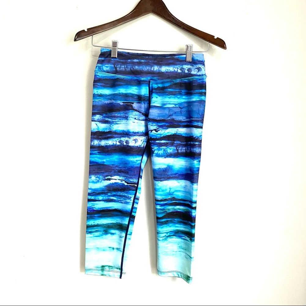 PRANA Womens Small Blue Ombre 20.5" Cropped Mid Rise Leggings A14